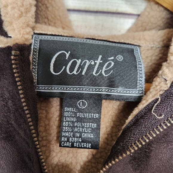 Vintage CARTE Women's Faux Suede Faux Wool Jacket Pockets Hoodie Size Large - Picture 9 of 16